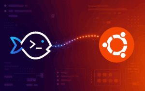 Fish Shell and Ubuntu logos on a terminal-style background for installing Fish on Ubuntu