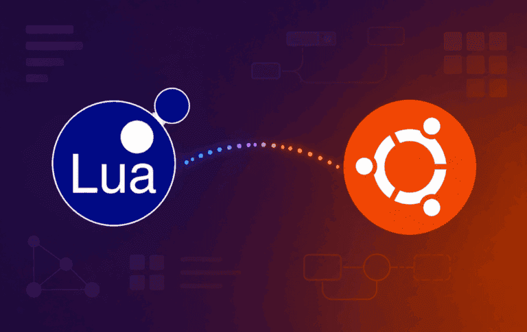 Lua and Ubuntu logos connected by code graphics for installing Lua on Ubuntu