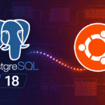 PostgreSQL 18 and Ubuntu logos with database diagrams for installing PostgreSQL on Ubuntu