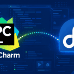 PyCharm and Fedora logos over a blue developer interface background