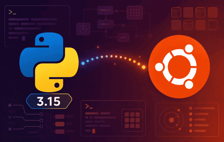 Python 3.15 and Ubuntu logos with terminal graphics for installing a separate prerelease interpreter