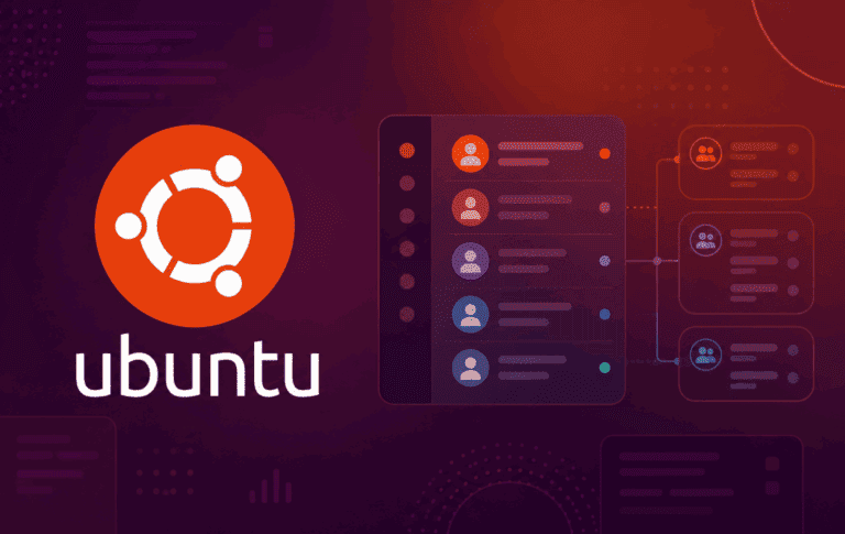 Ubuntu logo with user account panels representing Ubuntu user listing commands