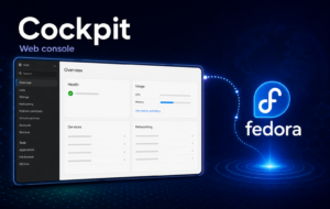 Cockpit web console dashboard connected to Fedora branding